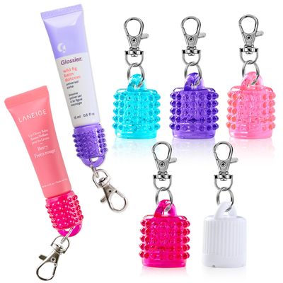 Keychain Cap Compatible with Summer Fridays 15g 0.50z and Glossier 15 ml 0.5 fl oz - Replacement Cap with Stopper, Lip Balm Holder for Lanyard or Bag, Lip Gloss Keychain for Women &amp; Moms