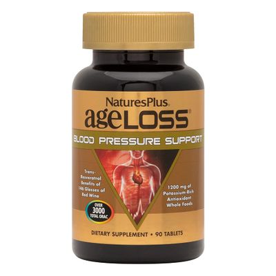Natures Plus AgeLoss Blood Pressure Support - 90 Tablets - with Trans-Resveratrol &amp; 1200 mg of Whole Foods - Vegetarian, Gluten Free - 30 Servings