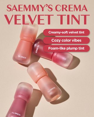 THESAEM Saemmy's Crema Velvet Tint 03 Peach Brew - Matte Lip Cream Velvet Finish Lip Makeup with Natural Plumping Effect - Long Lasting Smooth Fluffy Lips, 0.1oz.