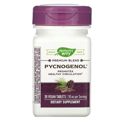 Nature&#39;s Way Pycnogenol, Promotes Healthy Circulation, 30 Vegan Tablets