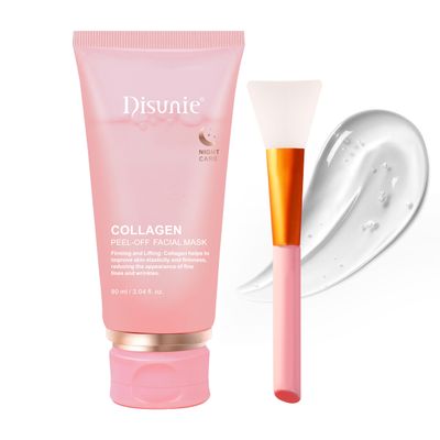 Disunie Collagen Overnight Wrapping Mask, 3.04 oz Includ brush Ceramide NP &amp; Niacinamide Night Peel-off Facial Mask, Hydrolyzed Collagen For Glowing Skin, Moisturize Increase Elasticity Brighten