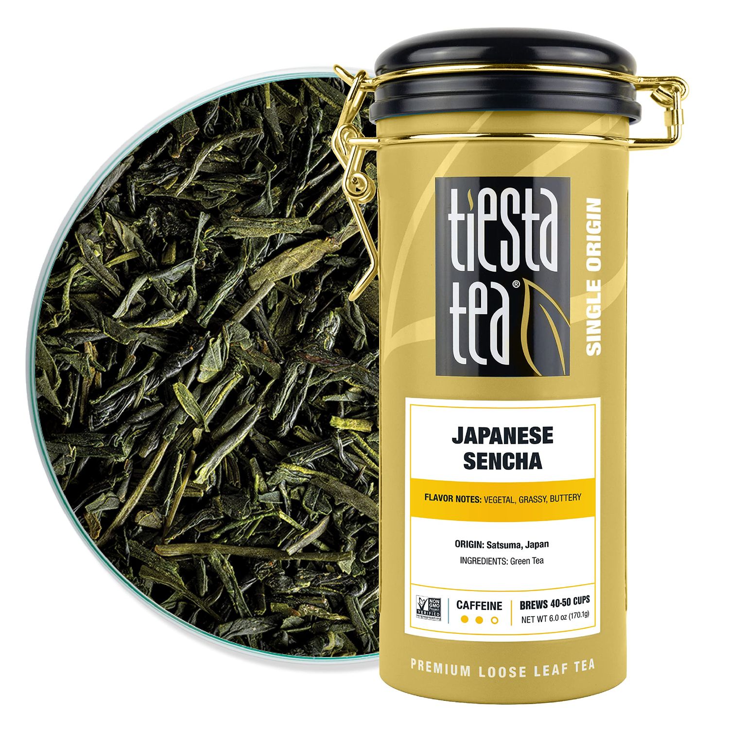Tiesta Tea - Japanese Sencha Tea | Loose Leaf | Single Origin Premium Sencha Green Blend | Medium Caffeinated | Make Hot or Iced &amp; Up to 50 Cups | Pure Unblended | 6oz Refillable Tin