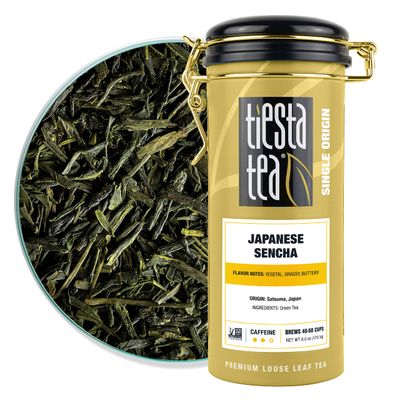 Tiesta Tea - Japanese Sencha Tea | Loose Leaf | Single Origin Premium Sencha Green Blend | Medium Caffeinated | Make Hot or Iced &amp; Up to 50 Cups | Pure Unblended | 6oz Refillable Tin