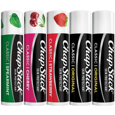 ChapStick Lip Care Bundle - Classic Collection 3-Pack with Spearmint, Cherry &amp; Strawberry ChapStick Classic Original Lip Balm, 0.15 Oz Ea (5 Piece Set)
