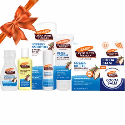 Palmer&#39;s Cocoa Butter Formula Mini Easter Basket Stuffers (6 Piece) - Moisturizing Body Oil, Intensive Body Lotion, Cocoa Balm, Swivel Stick Lip Balm, Bar Soap, Hand Cream, Skin Care for Dry Skin
