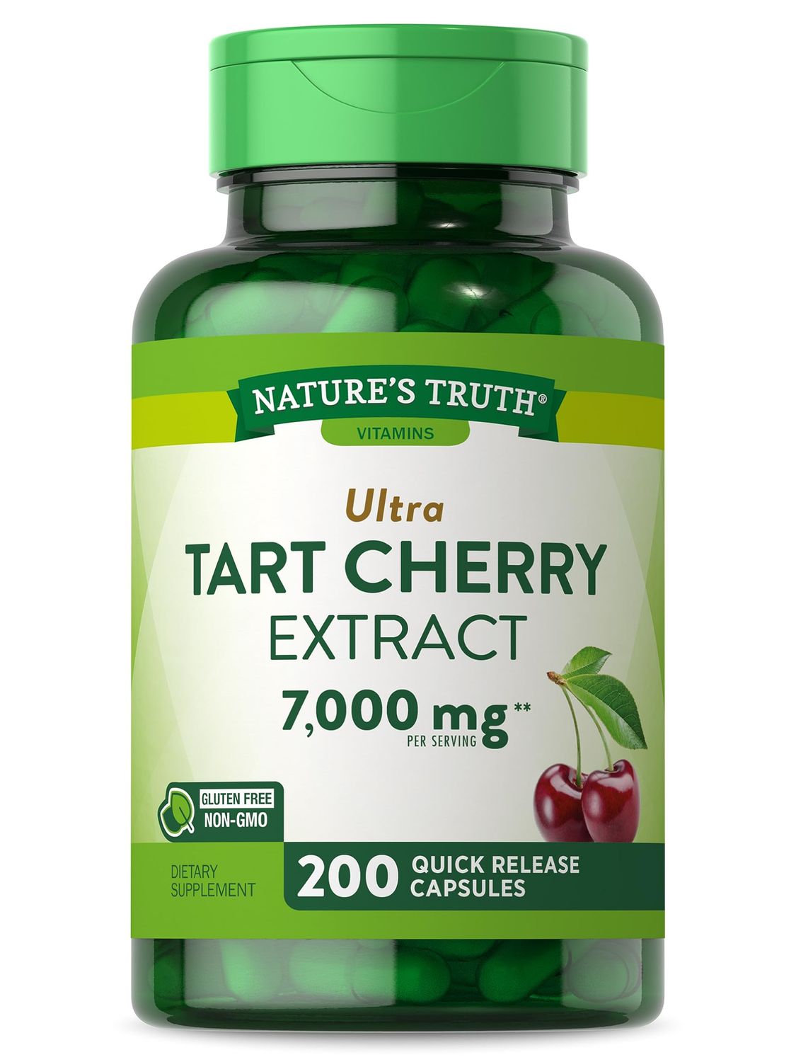 Nature&#39;s Truth Tart Cherry Extract Capsules | 7000mg | 200 Count | Non-GMO &amp; Gluten Free Supplement