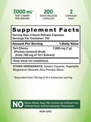 Nature's Truth Tart Cherry Extract Capsules | 7000mg | 200 Count | Non-GMO &amp; Gluten Free Supplement
