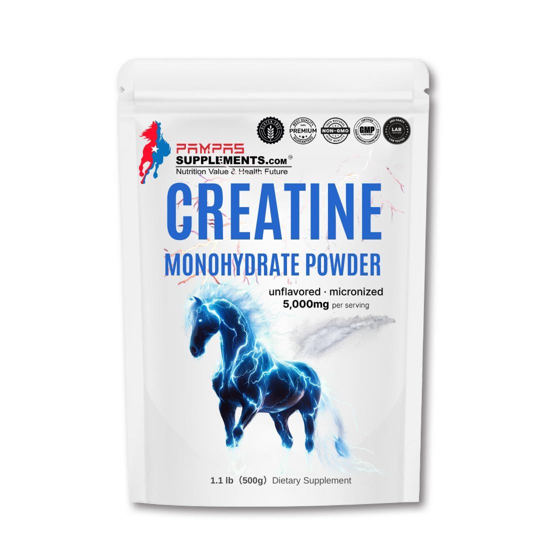 Creatine Monohydrate Powder 500 Grams (1.1 Lb), 5000mg Per Serv, Micronized Creatine Powder, Unflavored, Pure, No Filler, Keto &amp; Vegan, Easy Dissolve Pre Workout Creatine for Women and Men