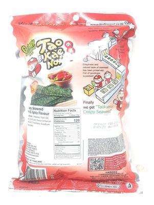 Tao Kae Noi Crispy Seaweed Hot &amp; Spicy Flavor 32g, 3 Pack