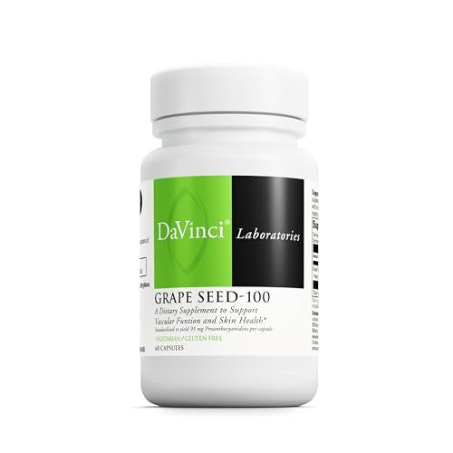 DAVINCI Labs Grape Seed-100 - Dietary Supplement to Support Immune System, Vascular Function and Healthy Skin - with 100 mg Grape Seed Extract per Serving - Gluten-Free - 60 Vegetarian Capsules