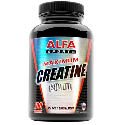 ALFA VITAMINS Maximum Creatine Monohydrate 1200 Mg 100 Capsules. Muscle Mass - Muscle Growth - Post Workout Recovery. Reduces Effects of Lactic Acid
