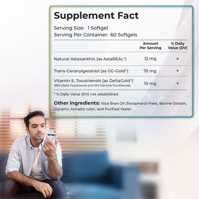 WELLNESS EXTRACT Astaxanthin-GG - AstaREAL Astaxanthin Supplement, GG-Gold Geranylgeraniol, DeltaGold Tocotrienols Supports Eye, Skin and Heart Health - 60 softgels