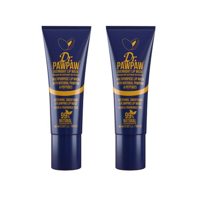 Dr. PawPaw Multipurpose Overnight Lip Mask Set - Lip Sleeping Mask with Peptides - Natural Moisturizer for Plumping - Cruelty Free - 2 pc
