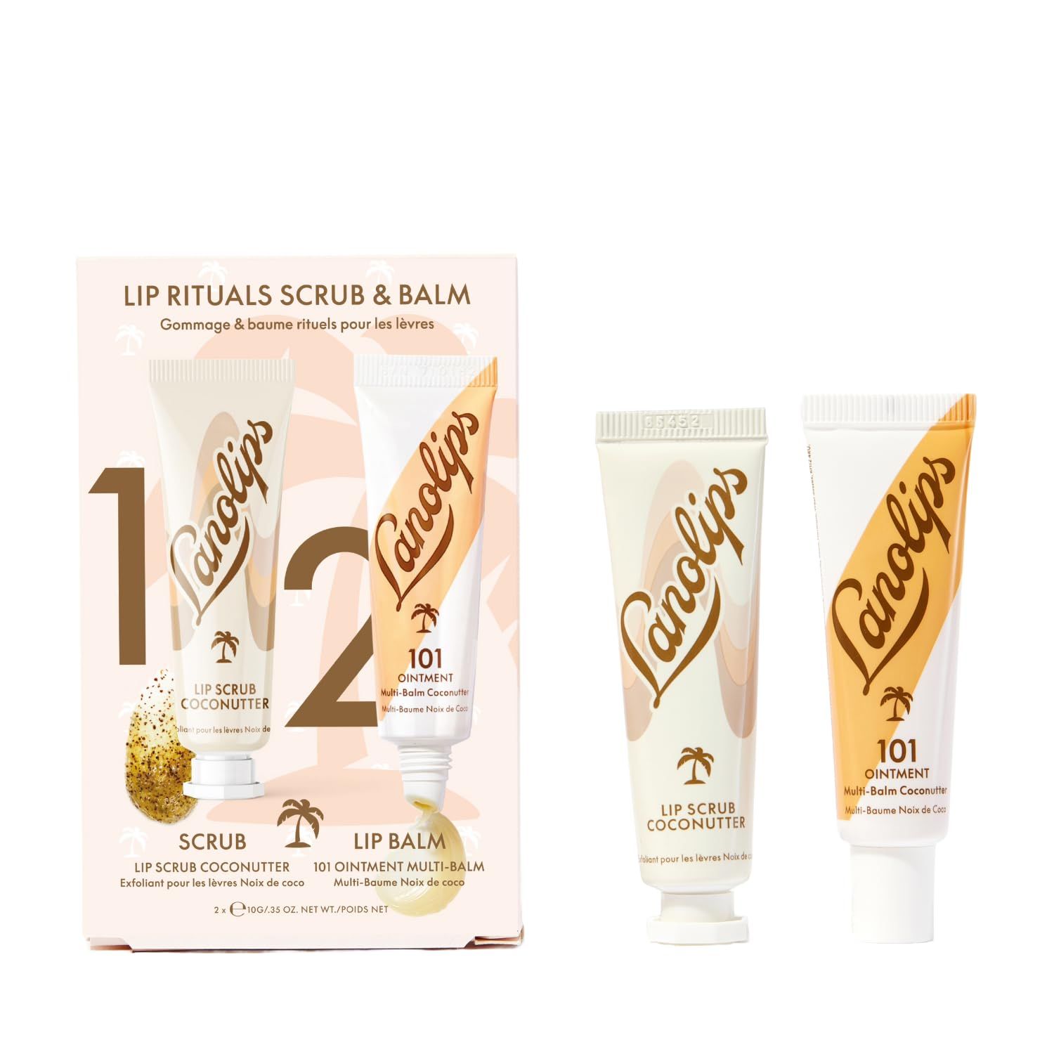 Lanolips Coconutter Lip Scrub &amp; Lip Balm - Lip Rituals Lip Care Kit Infused with Pure Lanolin &amp; Coconut Oil - Gently Smoothes and Hydrates Dead Skin (2 Count)