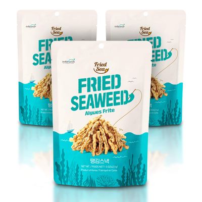 Crispy Seaweed Snacks Made with Gim 3 PACK Crunch Crispy Healthy Snacks, Low Calorie Finger Food, Asian Snack ON THE GO by FRIED SEA Made in Korea