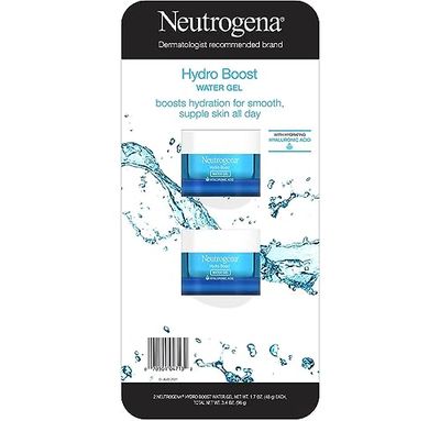 Neutrogena Hydro Boost Hyaluronic Acid Hydrating Water Gel Daily Face Moisturizer for Dry Skin, Oil-Free, Non-Comedogenic Face Lotion, 1.7 fl. Oz 2 PACK