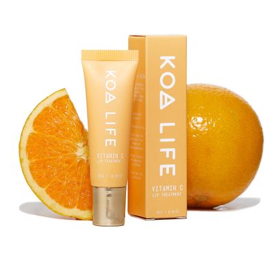 Koa Life Vitamin C Lip Treatment - Nourishing, Hydrating Lip Balm with Exfoliating Peptide Micro Beads, Anti-Aging, Repairs &amp; Protects From Sun Damage, All Natural Ingredients - Citrus 10 G