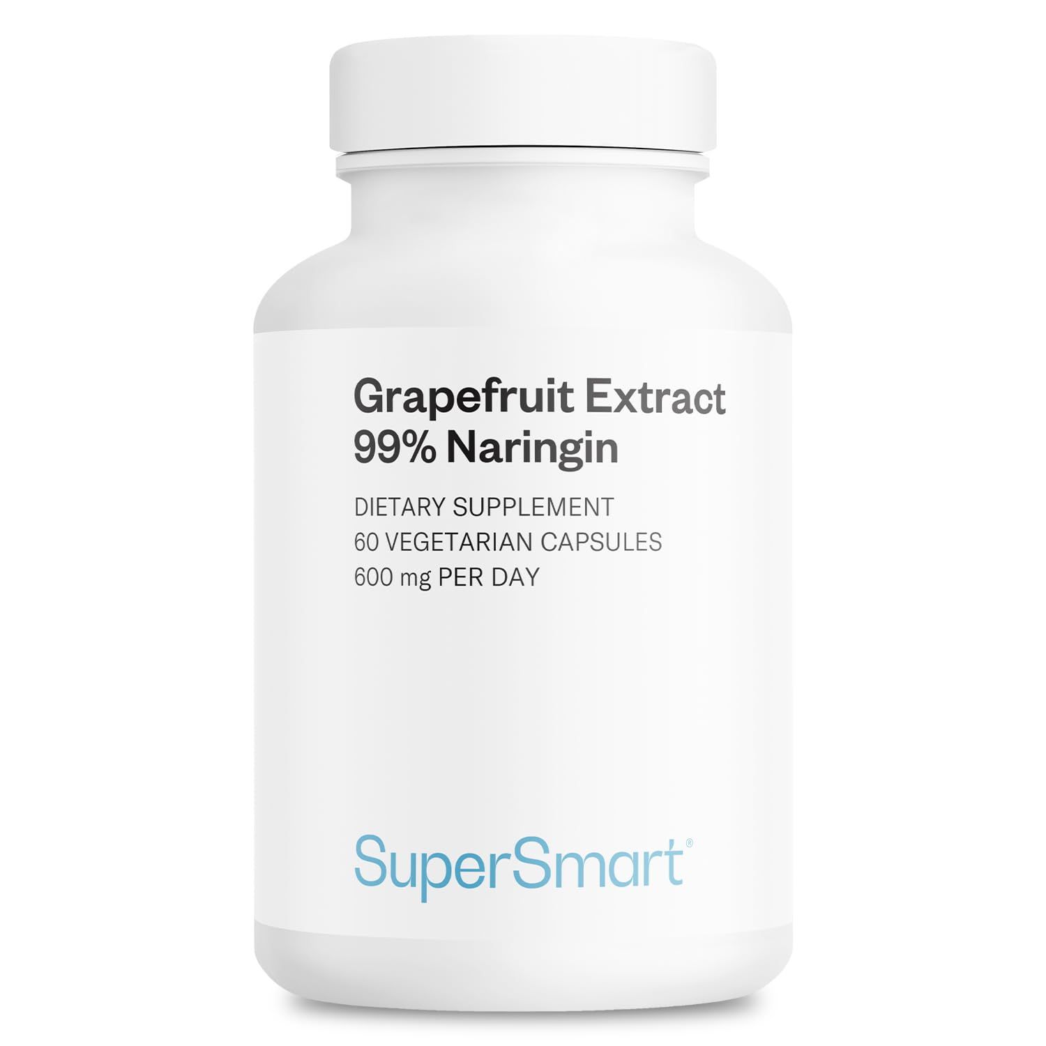 Supersmart - Grapefruit Extract 600mg per Day (99 Naringin) - High Potency GSE Supplement | Non-GMO &amp; Gluten Free - 60 Vegetarian Capsules