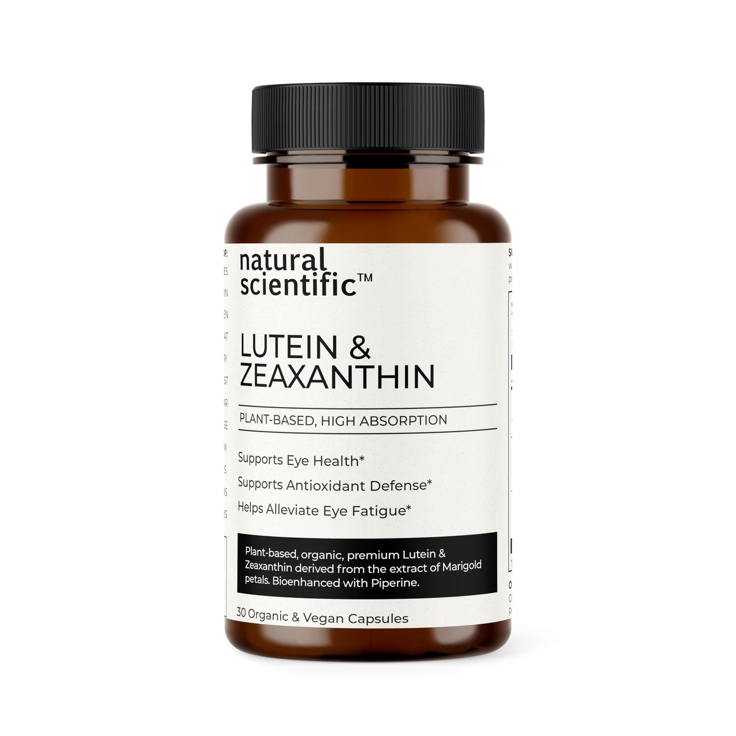 NATURAL SCIENTIFIC Lutein and Zeaxanthin Supplements - Best Eye Vitamins for Adults and Seniors - Organic, Vegan, Gluten-Free, Non-GMO - 1-Month Supply - 30 Capsules - Premium Eye Health Supplement