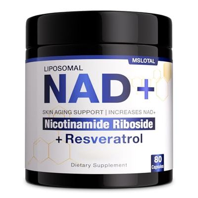NAD Supplement - NAD Nicotinamide Riboside Resveratrol NAD Supplement 1000mg Pure Organic for Women and Men Anti-Aging, Energy, Focus, 80 Capsules