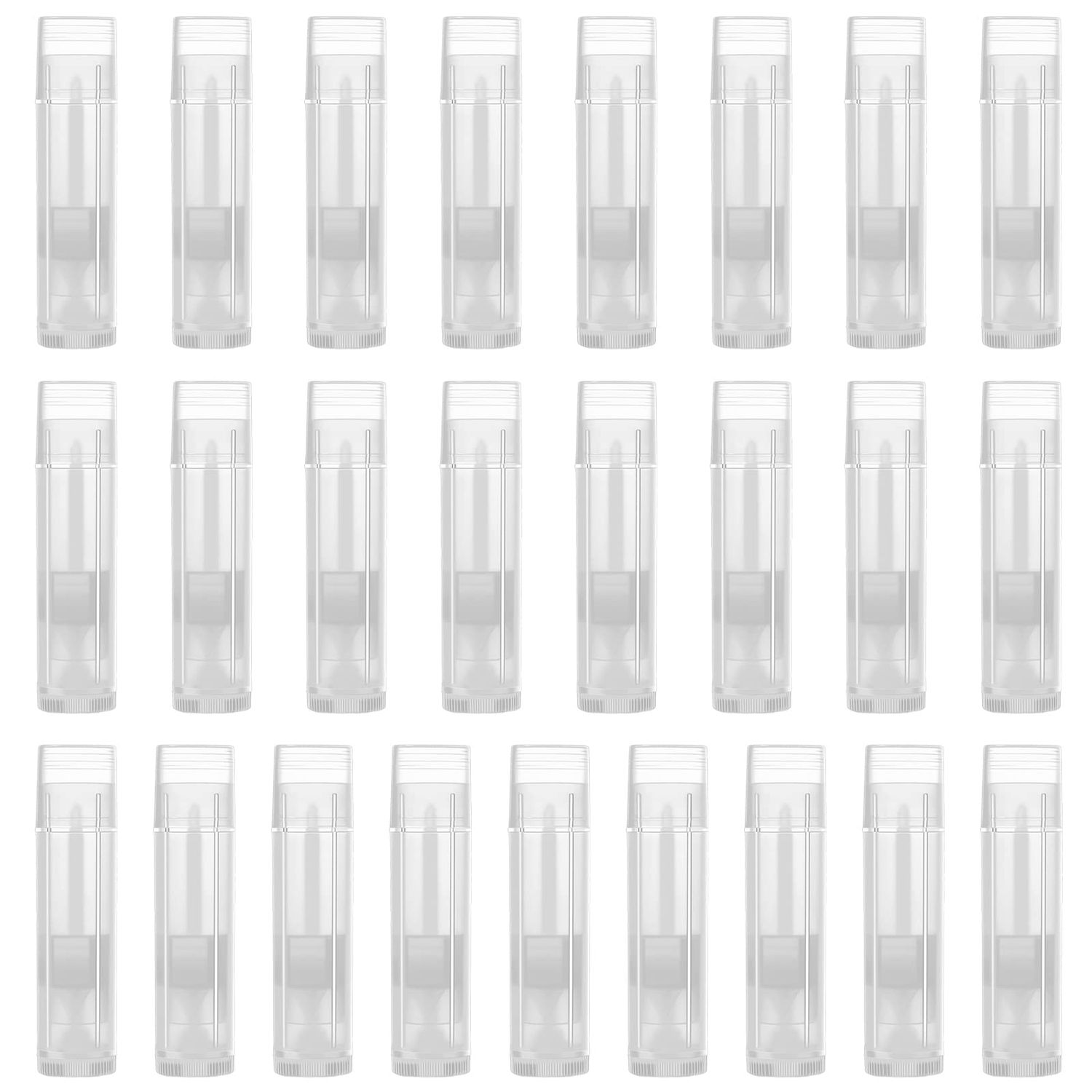 25 Pieces 5ml Clear Empty Plastic Container Lip Balm Containers Lipstick Tubes Plastic Refill Lip Balm Tube with Cap