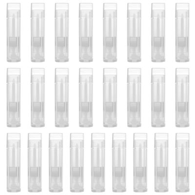 25 Pieces 5ml Clear Empty Plastic Container Lip Balm Containers Lipstick Tubes Plastic Refill Lip Balm Tube with Cap