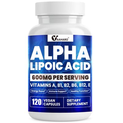 Alpha Lipoic Acid 600mg w/Essential Vitamins - ALA Supplement for Energy Boost, Immune Support, Healthy Function, and Enhanced Absorption - Non-GMO, Gluten Free, Vegan - 120 Capsules, 60 Days Supply