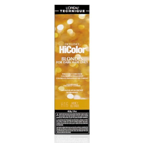L&#39;OREAL TECHNIQUE HiColor Browns &amp; Blondes Permanent Hair Color - Lifts Dark Hair in One Step Leaving No Brassiness, Rich and Smooth Creme Formula, Intense &amp; Long-Lasting, H16 Honey Blonde