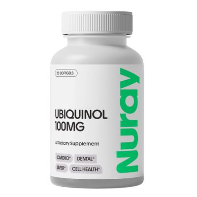 Nuray Ubiquinol 100mg Softgels, Active Form of CoQ10 for Cardiovascular &amp; Dental Health, Gluten-Free Immune Support, Enhances Liver Health, 30 Count