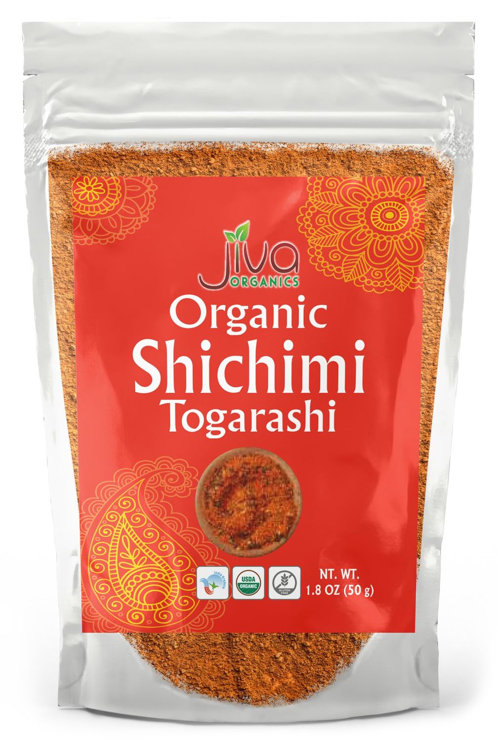Jiva Organics Shichimi Togarashi 1.75 oz - Authentic Japanese Spice Blend, Organic, Non-GMO for Gourmet Asian Cuisine
