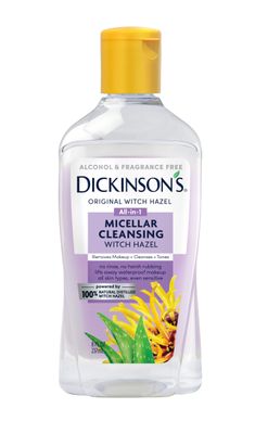 Dickinson&#39;s Micellar Cleansing Witch Hazel | 100 Natural Distilled Witch Hazel | Alcohol &amp; Fragrance Free | Makeup Remover, Skin Cleanser, Facial Toner | Removes Dirt, Oil, Makeup | 8 Fl Oz