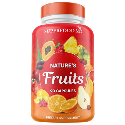 Superfood MD Fruits Supplement - 90 Fruits Capsules - Supports Energy Levels, High Lycopene, Vitamins &amp; Minerals - Soy Free - 90 Count