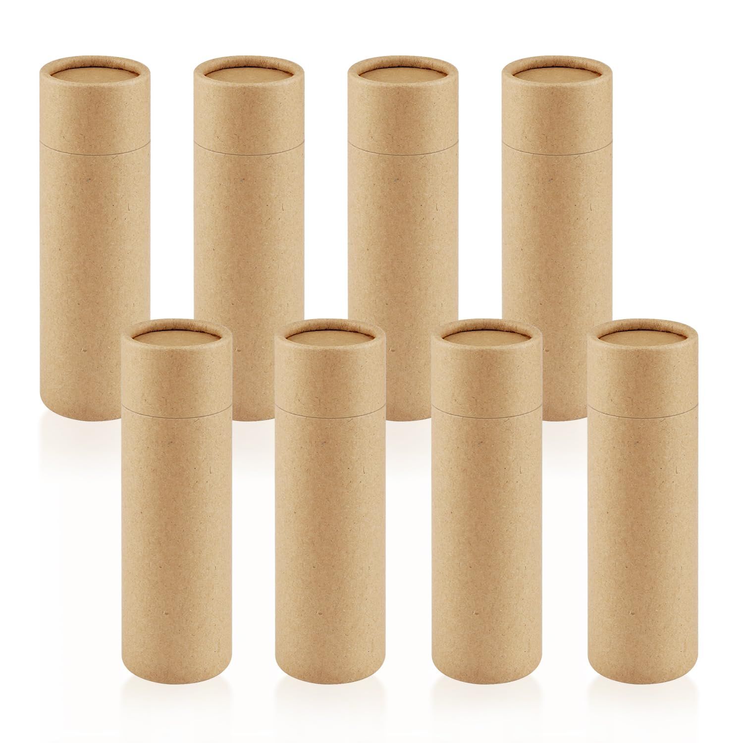 8 Pcs 60g/2oz Paperboard Lip Balm Tubes Refillable Cardboard Tubes Solid Empty Chapstick Container for Cosmetic Samples Deodorant - Brown