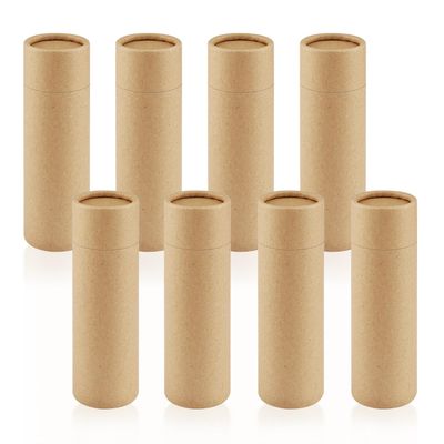 8 Pcs 60g/2oz Paperboard Lip Balm Tubes Refillable Cardboard Tubes Solid Empty Chapstick Container for Cosmetic Samples Deodorant - Brown