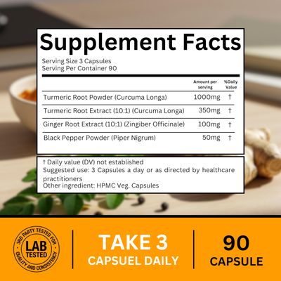 Turmeric Curcumin with Ginger & Black Pepper - Extra Strength Joint & Digestion Support - Natural, Non-GMO - Ultra High Absorption Turmeric Supplement - 1500mg, 90 Count