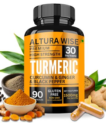 Turmeric Curcumin with Ginger &amp; Black Pepper - Extra Strength Joint &amp; Digestion Support - Natural, Non-GMO - Ultra High Absorption Turmeric Supplement - 1500mg, 90 Count