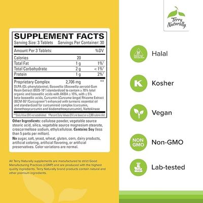 Terry Naturally Curamin Extra Strength - Pack of 2 - Curcumin &amp; Boswellia for Healthy Circulation Support - Turmeric Supplement to Support Joints, Muscle Health &amp; Endorphin Production - 90 Tablets