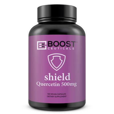 BoostCeuticals Quercetin 500mg Vegan 100 Capsules- No Stearates Non-GMO, Gluten Free -- Antioxidant Bioflavonoid Immune Support Supplement
