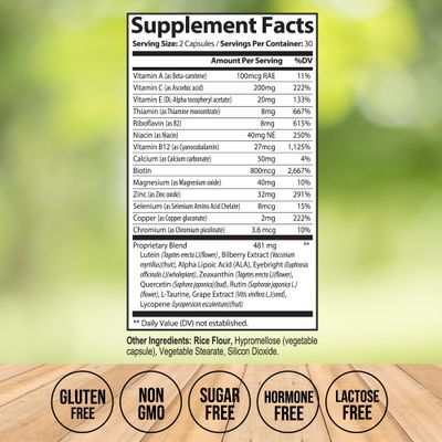 Vision Plus Eye Health Supplements for Adults - Eye Vitamins for Seniors with Lutein, Bilberry, and Zeaxanthin - Eye Vitamin and Mineral Supplement for Clarity and Sight Care - 60 Capsules