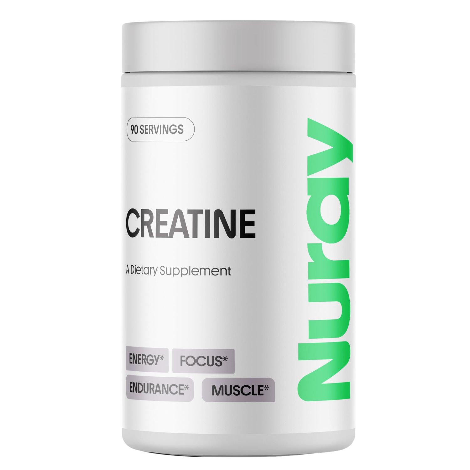 Nuray Premium Creatine Monohydrate Powder - Energy Enhancer and Exercise Performance &amp; Recovery, Support Muscle Mass &amp; Brain Function - Unflavored, 90 Serving, Vegetarian