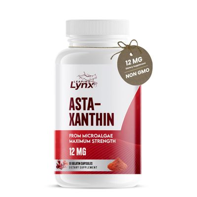 Astaxanthin 12mg Capsules - Maximum Strength Astaxanthin Supplement, Antioxidant Supplement from Icelandic Microalgae - 60 Capsules, 60-Day Supply - Support for Skin, Eyes, Recovery, &amp; Immune Health