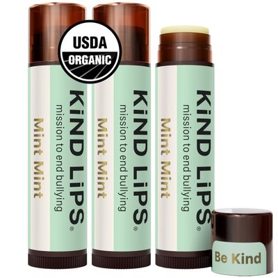 Kind Lips Mint Mint Lip Balm 3-Pack - USDA Organic, Extra Minty Cooling Chapstick Alternative for Dry Lips | Gluten-Free, Cruelty-Free