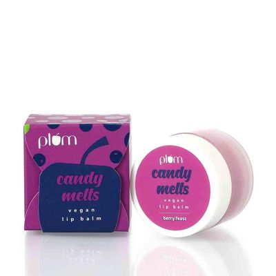 Plum Candy Melts Vegan Lip Balm | Berry Feast | With Natural Uv Protection, Ultra Moisturization &amp; Added Shine For Lips | 100 Cruelty Free | Valentine&#39;S Day Gift (12 G (Pack Of 1) Berry Feast)