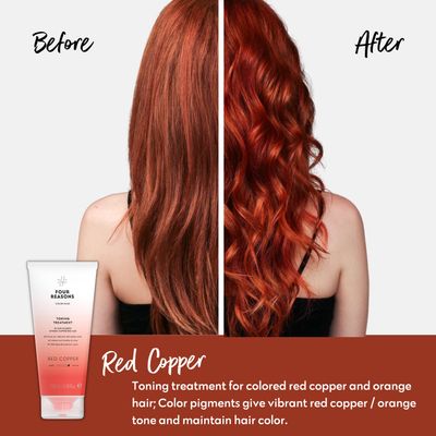 Four Reasons Color Mask - Red Copper - (27 Colors) Toning Treatment, Color Depositing Conditioner, Tone &amp; Enhance Color-Treated Hair - Semi Permanent Hair Dye, Vegan and Cruelty-Free, 6.76 fl oz