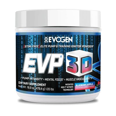 Evogen EVP 3D - Stim Free Pre Workout Powder for Men &amp; Women | Sugar Free Non Stim Preworkout with Beta Alanine and Creatine for Energy &amp; Pump | Blueberry Apple | 40 Servings