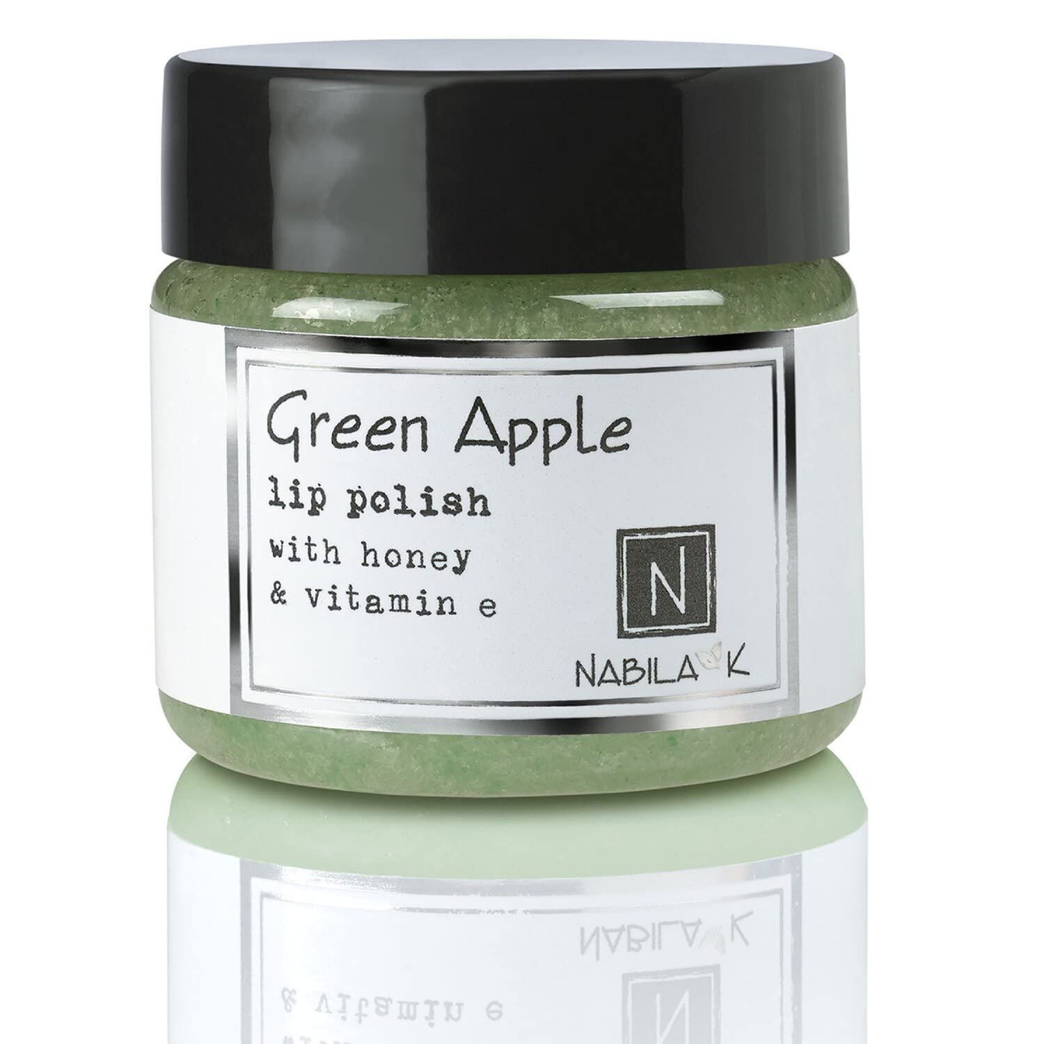 Green Apple Lip Polish, 1 oz by Nabila K - Hydrating Lip Exfoliator &amp; Moisturizer with Honey and Vitamin E for Dry and Chapped Lips - Cruelty-Free, Real Sugar, Made in USA