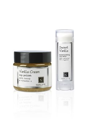 Vanilla Kisses Lip Set - Vanilla Cream Lip Polish &amp; Organic Sweet Vanilla Lip Balm - Exfoliate &amp; Hydrate for Soft Lips - Perfect Stocking Stuffer &amp; Gift Set