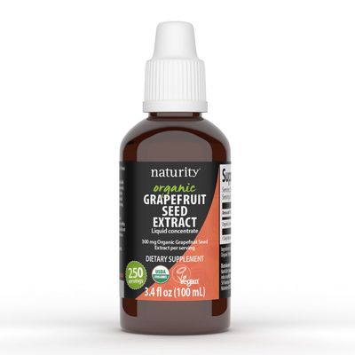 naturity Organic Grapefruit Seed Extract Supplement -300mg Grapefruit Seed Extract/Serving, 82 Day Supply - Pure GSE Liquid Concentrate, 3.4 fl oz (100ml)