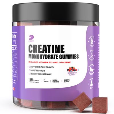 DIBERR Creatine Gummies - Creatine Monohydrate Gummies for Men &amp; Women - 5g of Creatine Monohydrate per Serving- Increase Focus, Strength, Endurance -Build Muscle, Sugar Free,Vegan, Non-GMO 120 Ct