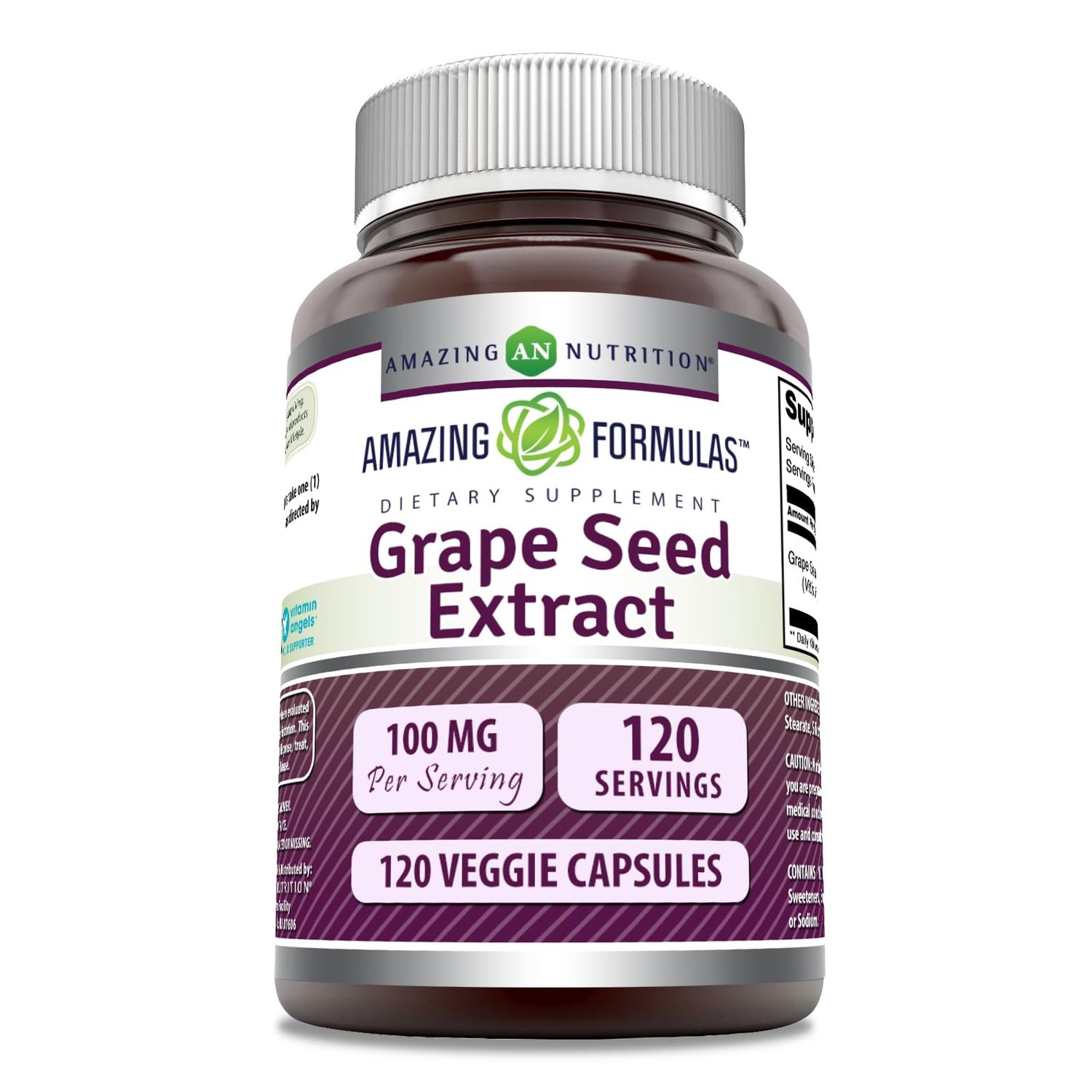 Amazing Formulas Grapeseed Extract Supplement | 100 Mg Per Serving | 120 Veggie Capsules | Non-GMO | Gluten-Free | Made in USA